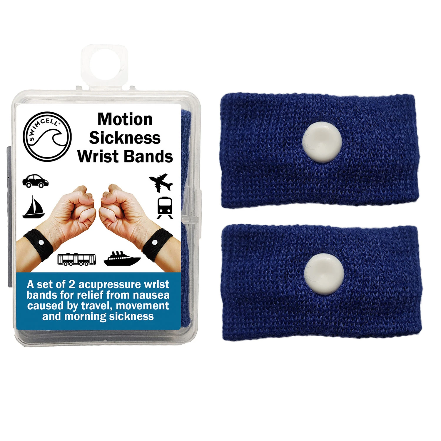 SwimCell Sea Sickness Wrist Bands For Adults & Children - Blue - Image 3